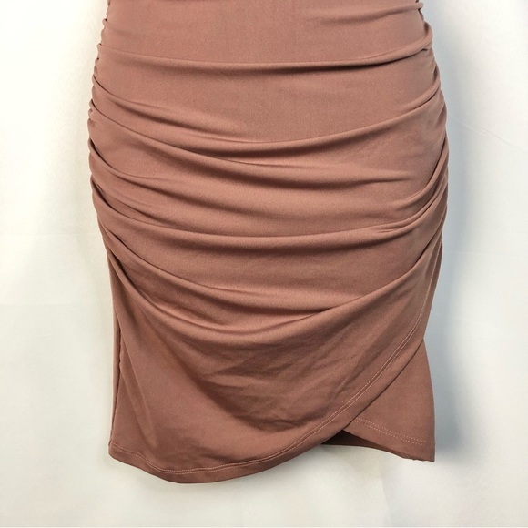 Shein Purple Wrap Cut Out Bust Ruched Mini Dress XS - Picture 4 of 5